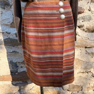 Ralph Lauren Brown and Red Striped Pencil Skirt